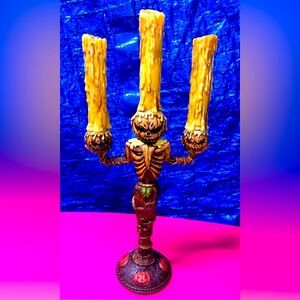 Halloween skeleton candelabra hot wax dripping candles decor lamp trick 🎃 treat